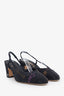 Pre-loved Chanel™ Black Denim Interlocking CC Logo Slingback Pumps Size 38C