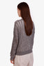 Brunello Cucinelli Grey Linen Open-Knit Sequin Cardigan Size M