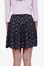 Prada Black/Purple Patterned Midi Skirt Size 36