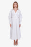 Valentino White Cotton Pleated Midi Dress Size 38