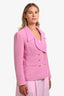 Pre-loved Chanel™ Pink Wool Double Breasted Coco Mark Button Jacket Size 40