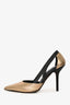 Brunello Cucinelli Metallic Gold/Black Leather Pointed Toe Cut Out Heels Size 36.5