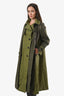 Sacai Green Cotton Wool Long Layered Trench Coat Size 2