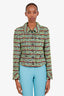 Gucci Green Striped Tweed Blazer Jacket Size 42