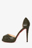 Christian Louboutin Green Leather Pleated Peep Toe Heels Size 40.5
