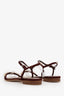 Pre-loved Chanel™ Burgundy Suede Pearl Flat Sandals Size 37.5