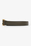 Saint Laurent Olive Green Leather Cassandre Thin Belt