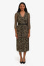 Burberry Brit Green Floral Silk Long Sleeve Midi Dress Size 4