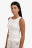 Christian Dior White Cotton Ribbed Knit Embroidered Tank Top Size 12 Kids