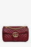 Gucci Burgundy Leather Quilted GG Marmont Medium Shoulder Bag