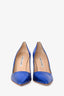 Manolo Blahnik Cobalt Blue Python Metallic Heels Size 38.5