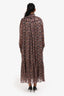 Celine Purple Silk Paisley Ruffle Long Sleeve Maxi Dress Size 38