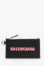 Balenciaga Black Leather Logo Wallet with Key Ring