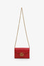 Gucci Red Leather GG Marmont Mini Wallet on Chain