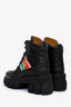 Gucci Black Leather Interlocking GG Web Combat Boot Size 35.5