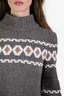 Pre-Loved Chanel™ 2019 Runway Grey/White Wool Yak Cashmere Fair Isle Dress Size 40