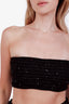 Self-Portrait Black Sequin Knit Bandeau Top Size M