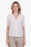Veronica Beard Cream Silk 3/4 Sleeve Ruffle Button Down Blouse Size 4