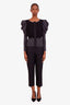 Acne Studios Black Wool Pleated Cropped Straight Leg Pants Size 36