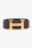 Hermès Black/Brown Reversible Leather Gold H Belt Size 75