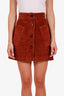 Miu Miu Burgundy Corduroy Button Down Mini Skirt Size 38