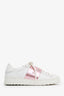 Valentino White/Pink Leather Rockstud Open Sneakers Size 39
