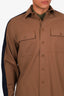 Burberry Brown Wool Button-Up Shirt Size L Mens