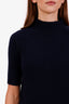 Theory Navy Cashmere Short Sleeve Turtleneck Sweater Size S