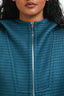 Hermès Blue Cashmere Patterned Zip-Up Hooded Jacket Size 34