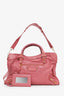 Balenciaga Pink Bruyere Lambskin Leather Giant 12 Rose Gold Motorcycle City Bag