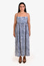 Vince Blue/White Sustainable Silk Nylon Striped Sleeveless Midi Dress Size 12
