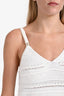 Pre-loved Chanel™ 21P White Crystal CC Embellishments Crochet Sleeveless Mini Dress Size 38