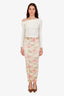 Paco Rabanne Green/Red Rose Cotton Midi Length Dress Size M