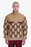 Gucci 2023 Tan Nylon GG Shearling Anorak Jacket Size L Men's