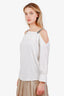 Brunello Cucinelli White Silk Beaded Open Shoulder Top Size S