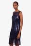 Christina Perrin Blue Sequin Embellished Sleeveless Midi Dress Size 6