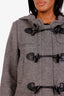 Burberry Grey Wool Toggle Hooded Duffle Coat Size 8