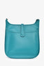 Hermès 2015 Turquoise Clemence Leather Evelyne 33 GM