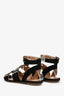 Alaïa Black Leather Suede Grommet Embellished Ankle Strap Sandals Size 39