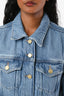 Ganni Light Blue Denim Raw Hem Cropped Denim Jacket Size 36