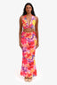 Multicolour Halter Crop Top + Maxi Skirt Set Size XS