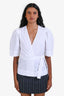 Ganni White Puff Sleeves Belted Top Estimated Size S