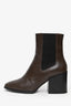 Dries Van Noten Brown/Black Leather Block Heel Ankle Boots Size 38