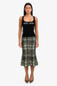 Victoria Beckham Green Knit Check Maxi Skirt Size 1