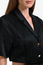 Sandro Black Linen Blend Cut Out Short Sleeve Button Down Dress Size 40