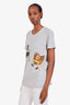Burberry Grey Cotton Embellished Creature T-Shirt Size S