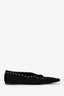 Toteme Black Suede Grommet Lace-Up Square Toe Flats Size 38