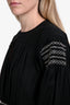 Sofie D'Hoore Black/White Cotton Embroidered Long Sleeve Midi Dress Size 34