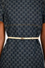 Gucci 2025 Blue Denim GG Monogram Mini Belted Shift Dress Size 42