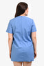 Miu Miu 2024 Blue Distressed Hem Short Sleeve Mini Dress Size 42